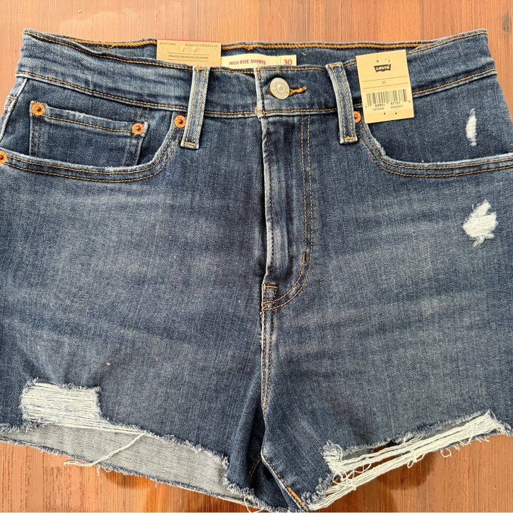 Levi's Women's Ripped Jean Shorts - Dark Blue